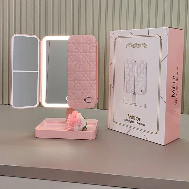 Henchom™ Tri-Fold LED Makeup Mirror