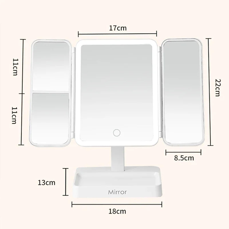 Henchom™ Tri-Fold LED Makeup Mirror